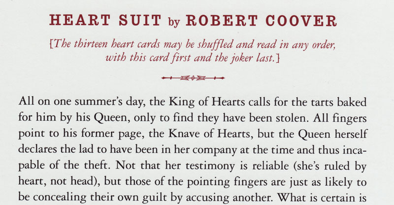 Extract from Robert Coover's Heart Suit