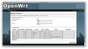 Screenshot of OpenWRT Web interface showing QoS