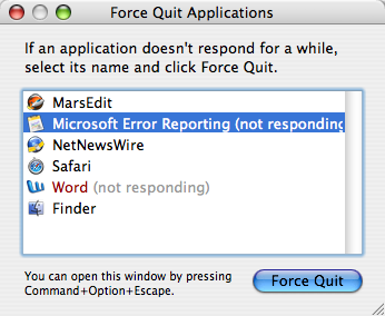 Screenshot showing Microsoft Error Reporting application crashed