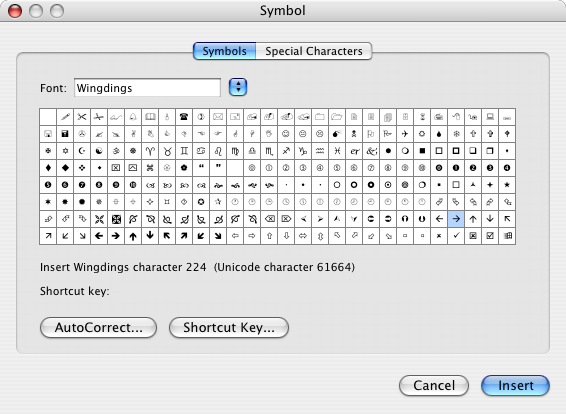 word bar symbol in x insert Insert on MacOS Symbol