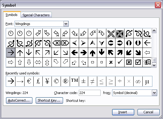 Insert Symbol on Windows