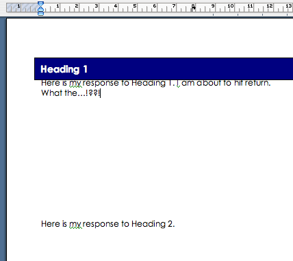 Hit return, heading 2 disappears! WTF!?!